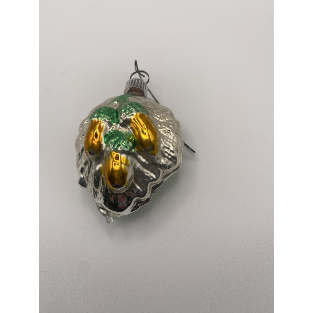 VTG Mercury Glass Ornament Yellow Green Corn 3 In